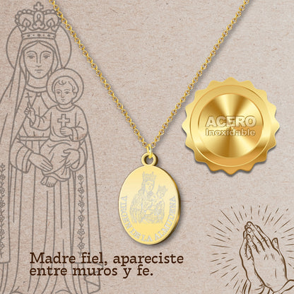 Colgante Virgen de la Almudena Acero Dorado