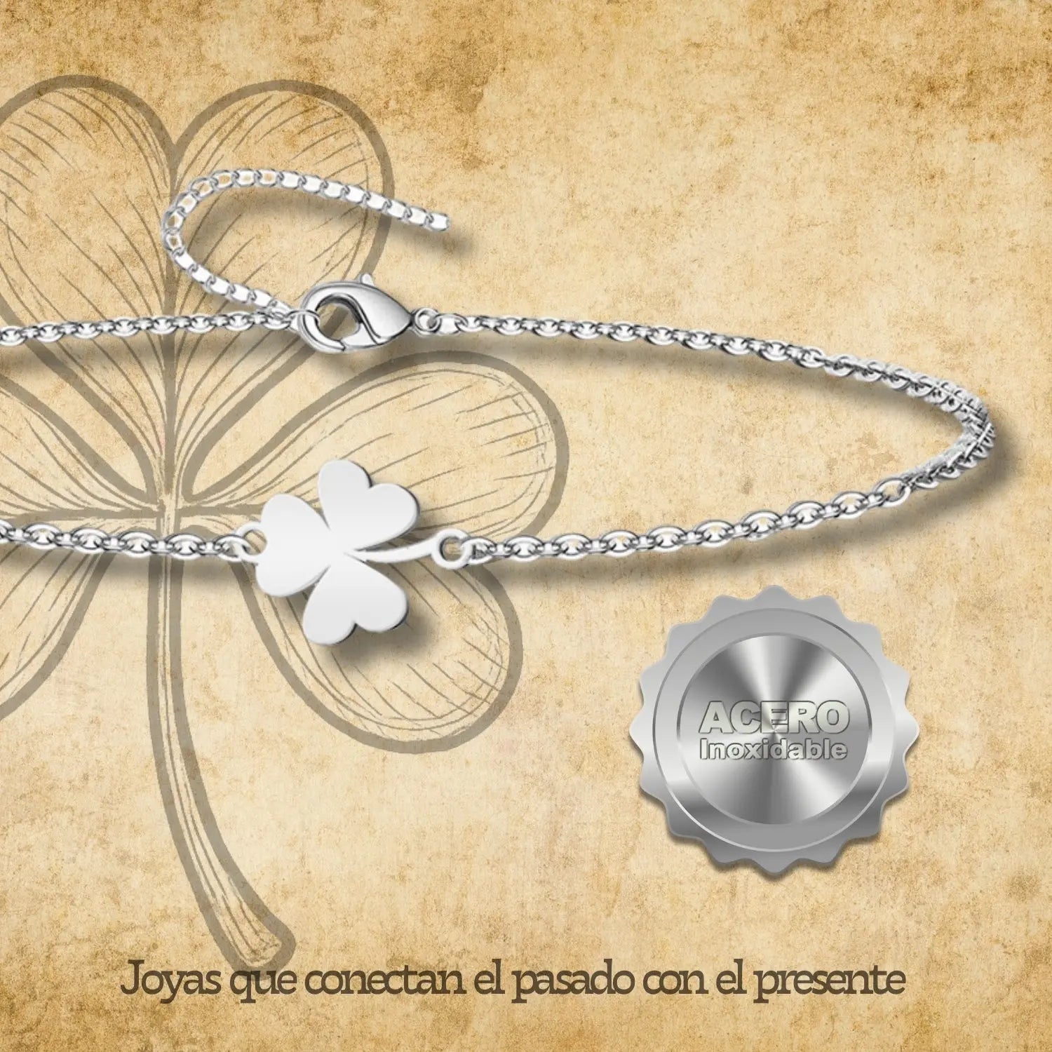 Pulsera Trébol de tres Hoja Acero plateado - cotigo