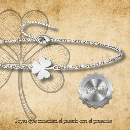 Pulsera Trébol de tres Hoja Acero plateado
