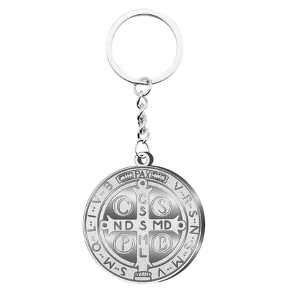 Llavero Medalla de San Benito en Acero Inoxidable: Protección Eterna que No Se Desvanece