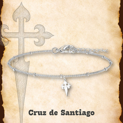 Pulsera Cruz de Santiago Acero Plateado
