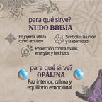 Colgante Nudo de Bruja con Opalina en Acero Dorado cotigo