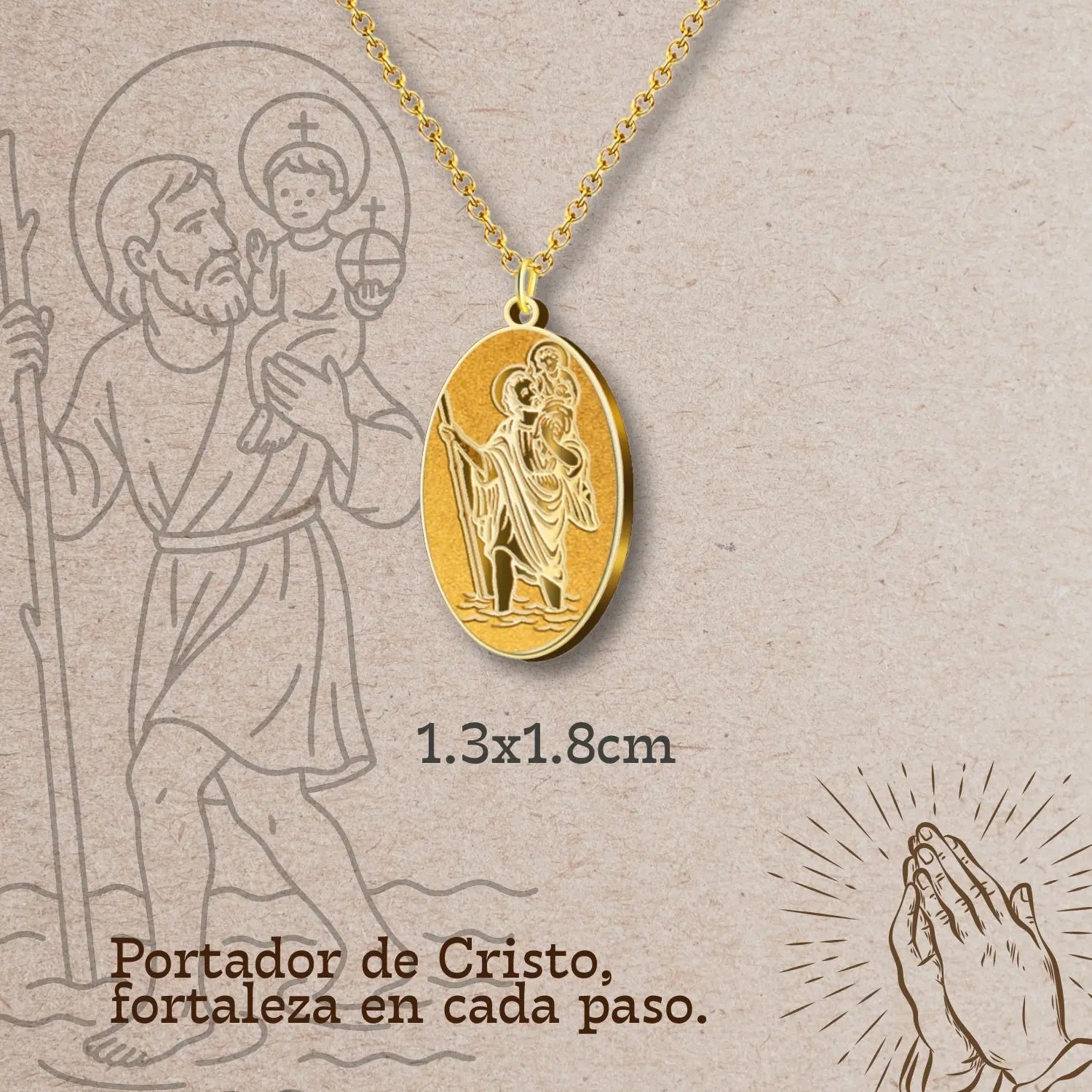 Colgante Medalla de San Cristóbal en Acero detalle