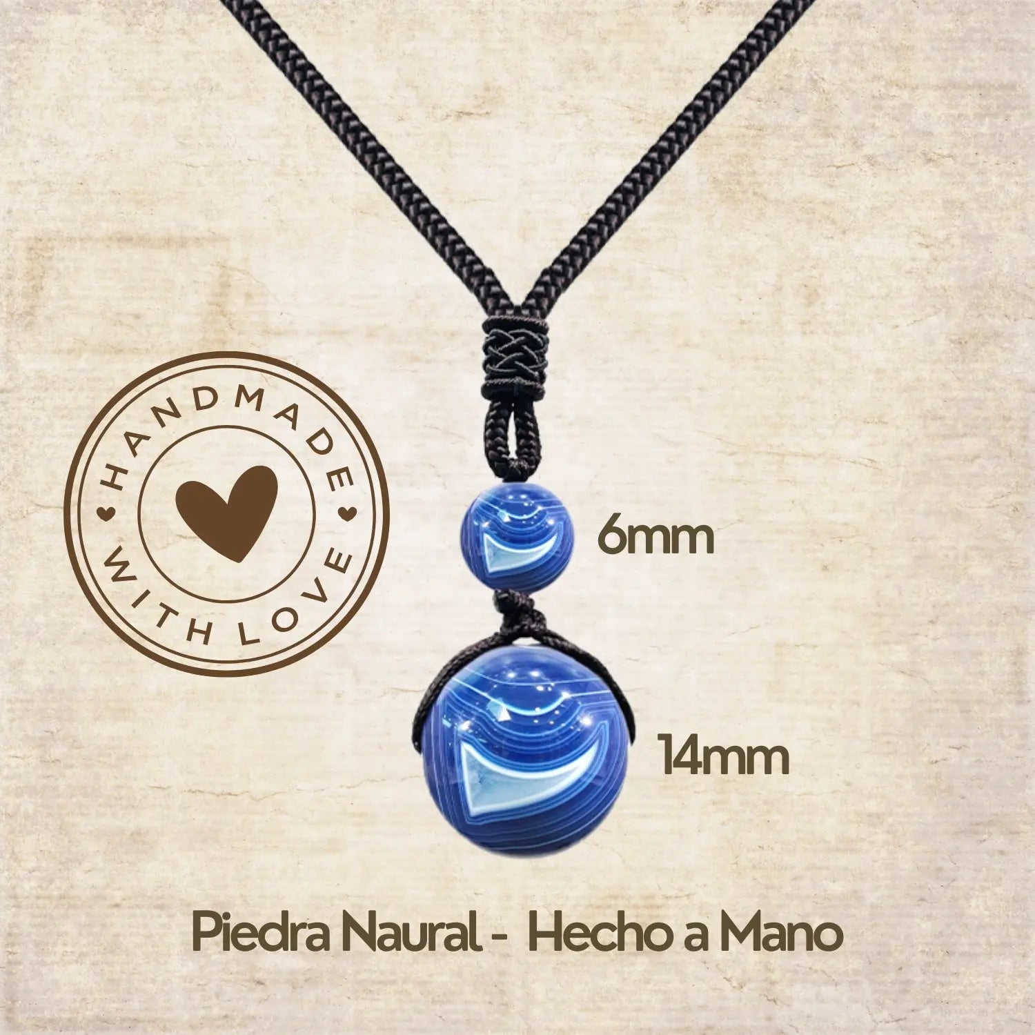 Colgante de Agata azul de bola 14mm - cotigo