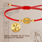 Pulsera Hilo Encerado con Jesús Crucificado color Dorado - cotigo