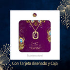 Collar con Colgante Letra Inicial Y Marco Bañado Oro de 14K detalle