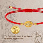 Pulsera Hilo Encerado con San Cristóbal color Dorado - cotigo