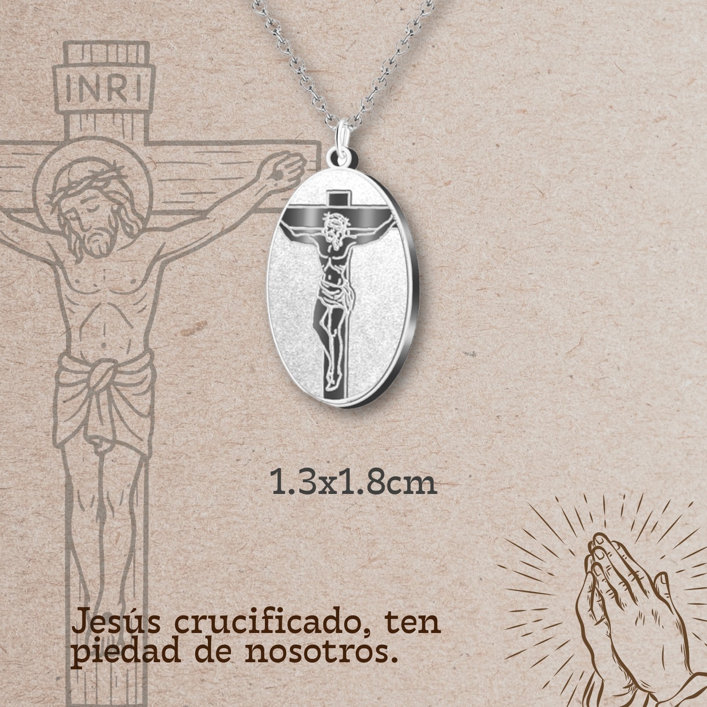 Colgante Acero Jesús Crucificado color Plateado