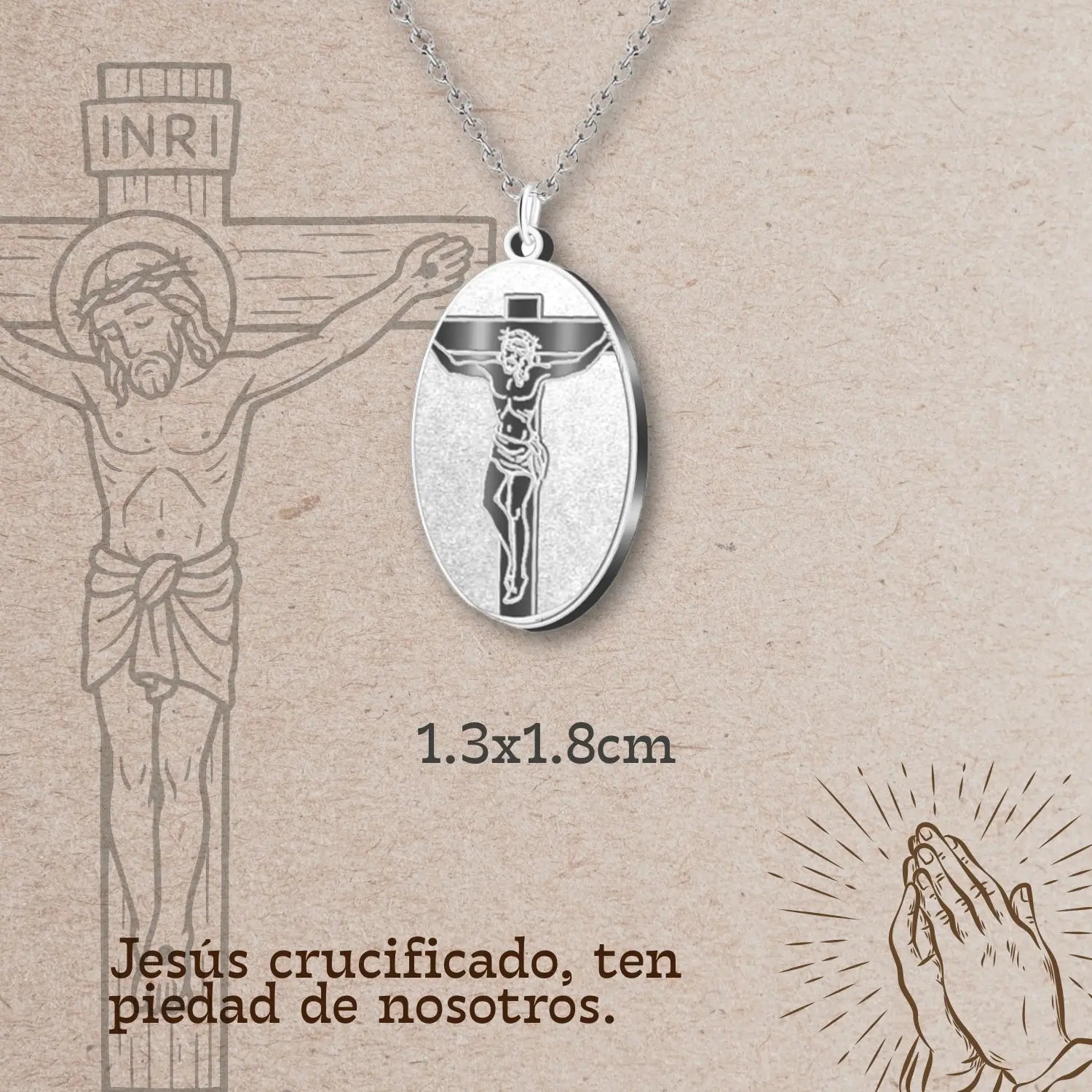 Colgante Acero Jesús Crucificado color Plateado - cotigo