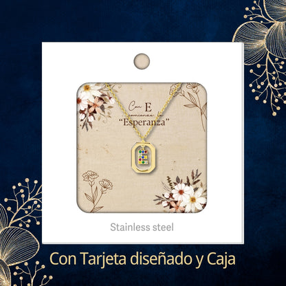 Colgante Letra Inicial E Acero con Circonita color Dorado