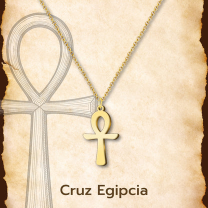 Collar Cruz Egipcia Acero inoxidable color Dorado
