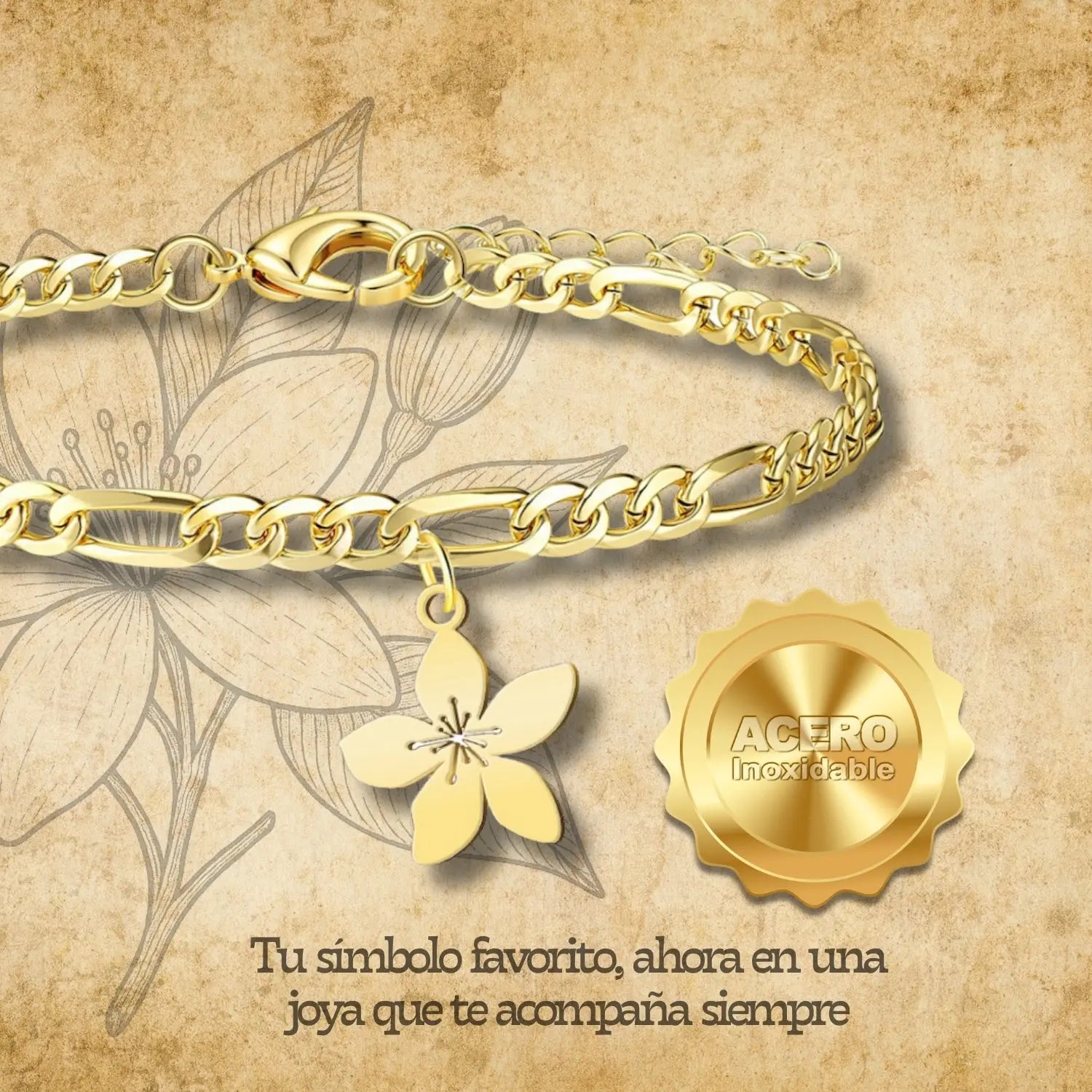 Pulsera Flor de Azahar Acero Dorado - cotigo