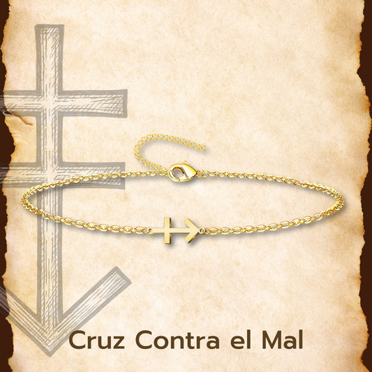 Pulsera Cruz Contra Mal Acero inoxidable color Dorado