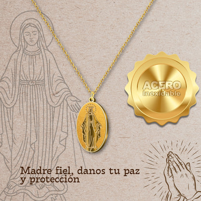 Colgante Acero Virgen de la Milagrosa color Dorado