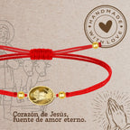Pulsera Hilo Encerado con SAN ISIDRO LABRADOR color Dorado - cotigo
