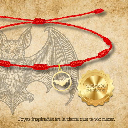 Pulsera 7 nudos con Murciélago de jaume Acero Dorado