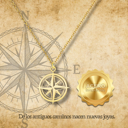 Colgante rosa de los vientos Acero dorado