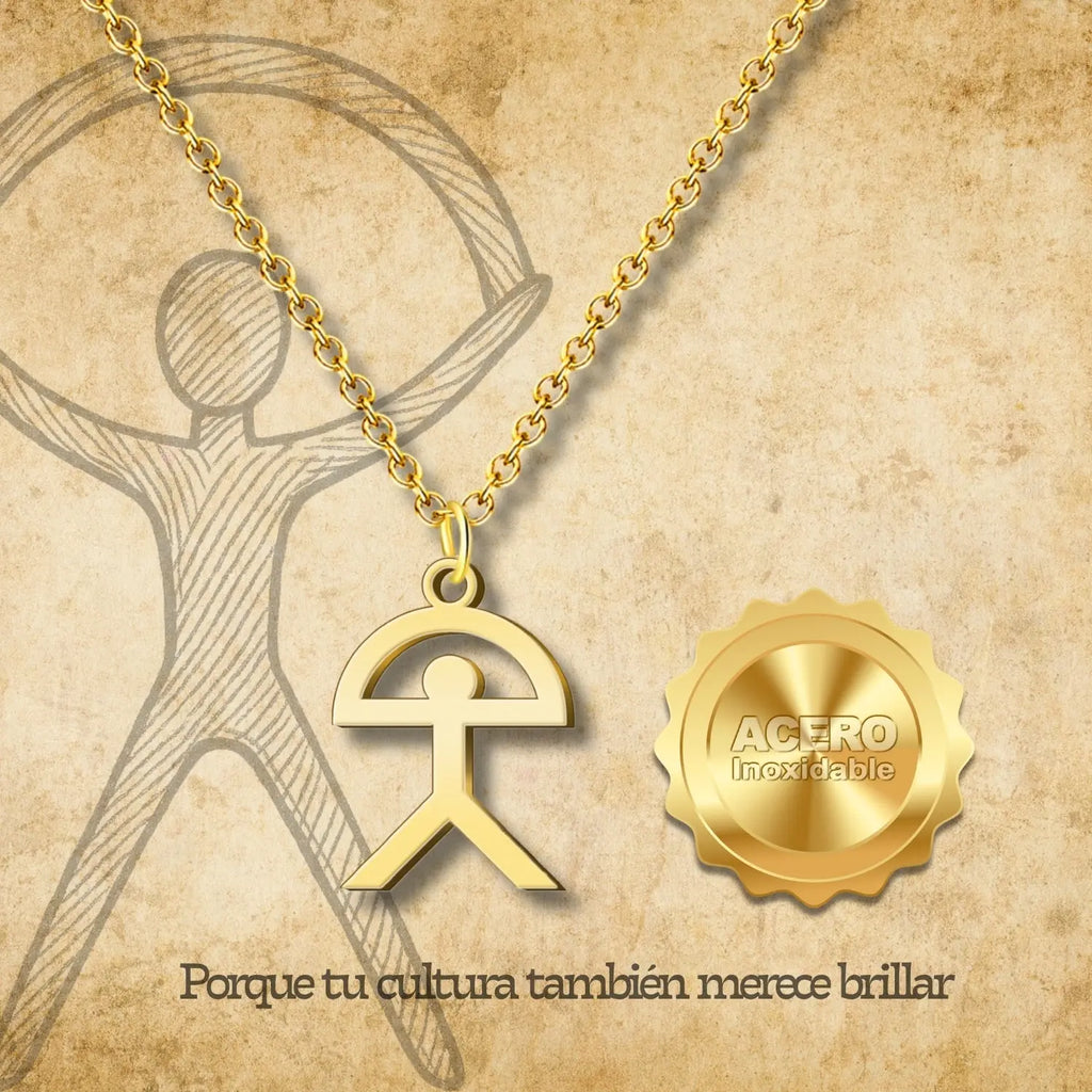 Collar con Símbolo Indalo en Acero Dorado diseño