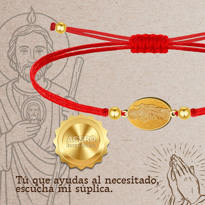 Pulsera Hilo Encerado con SAN JUDAS TADEO color Dorado