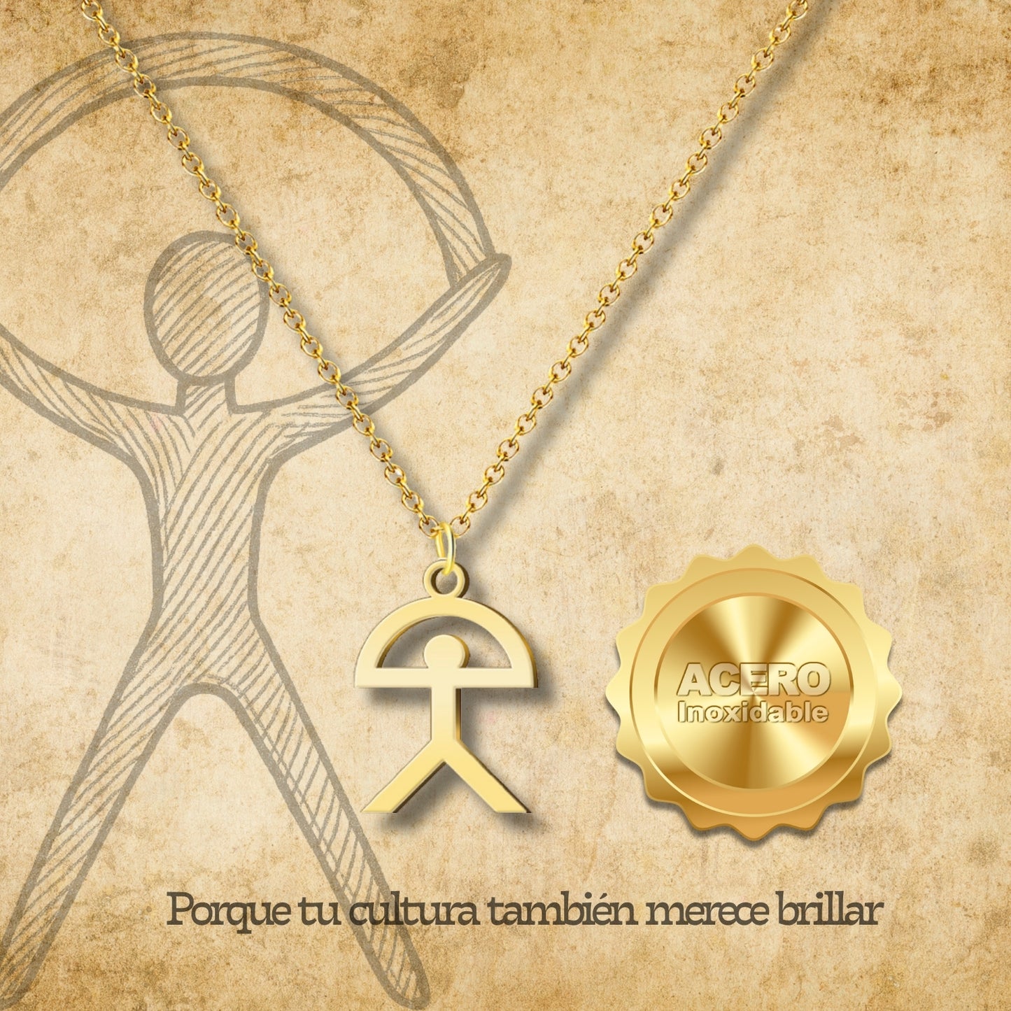 Colgante Indalo Acero Dorado
