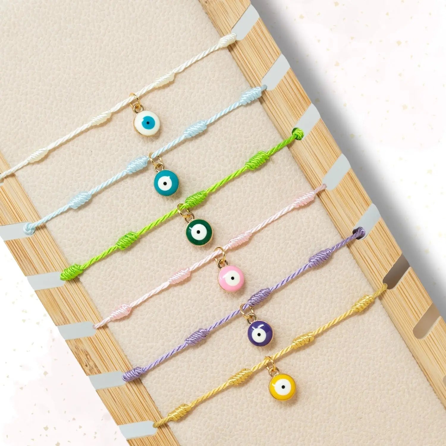 ✨6 Pulseras 7 Nudos con Ojo de Turco 🧿 Hecha a Mano 🌈 Varios Colores con Significado Especial 💫 Incluye Tarjeta Diseñada 🎁 Amuleto de Protección y Suerte 🍀 - cotigo
