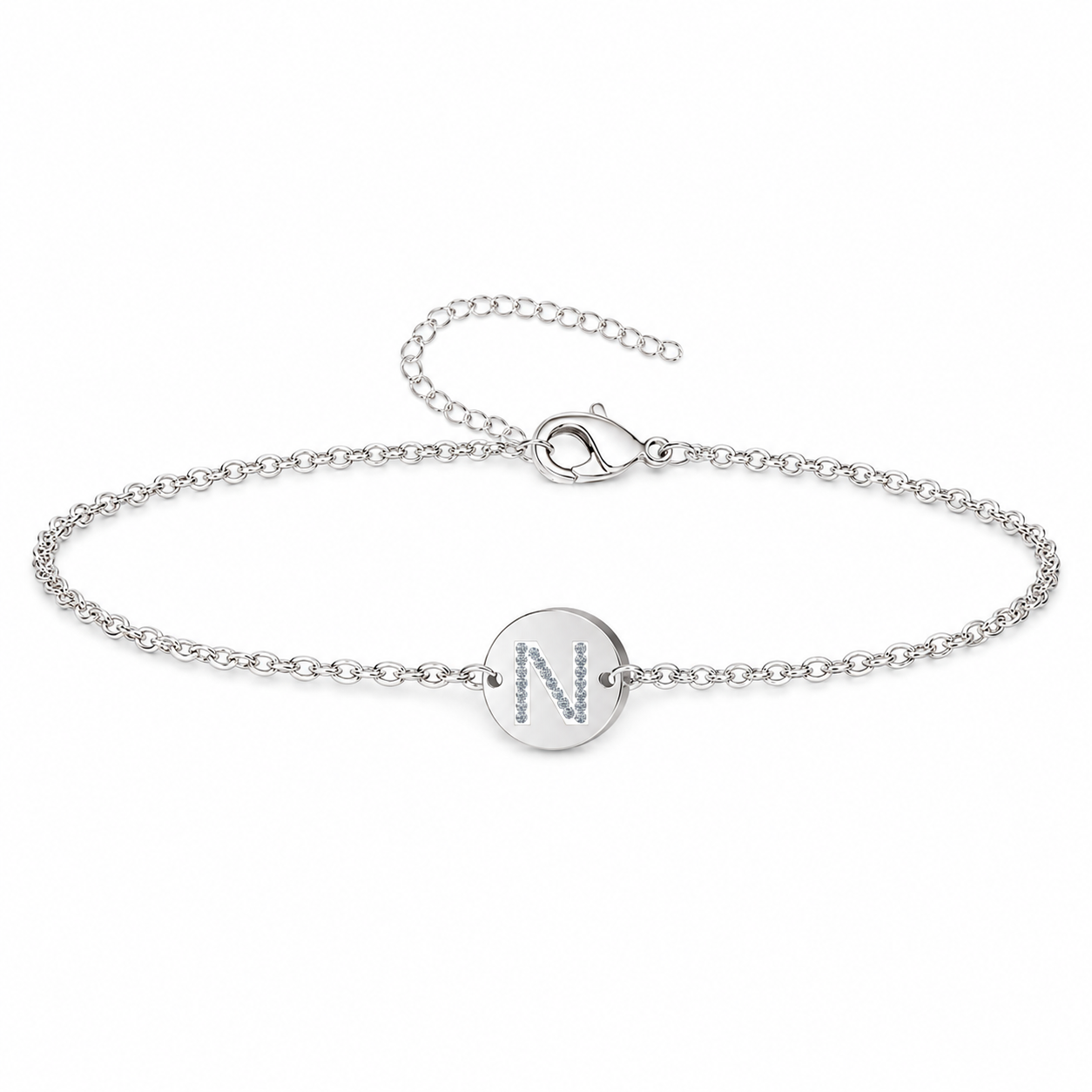 Pulsera Medalla de letra Inicial con Circonitas