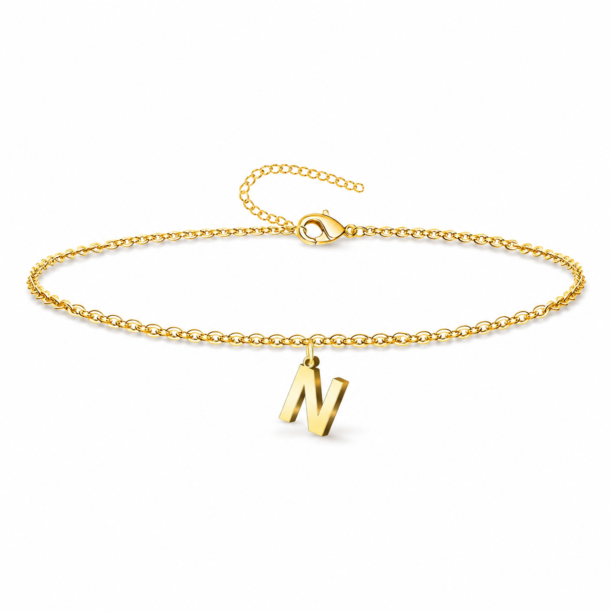 Pulsera con Colgante Letra Inicial en Acero