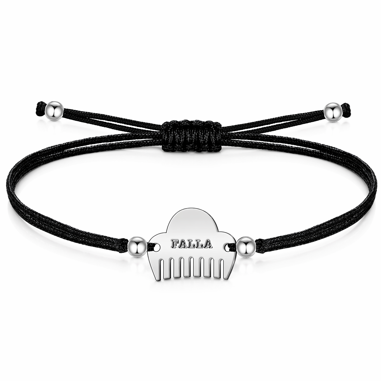 Pulsera Hilo Encerado con Peineta Acero Plateado cotigo