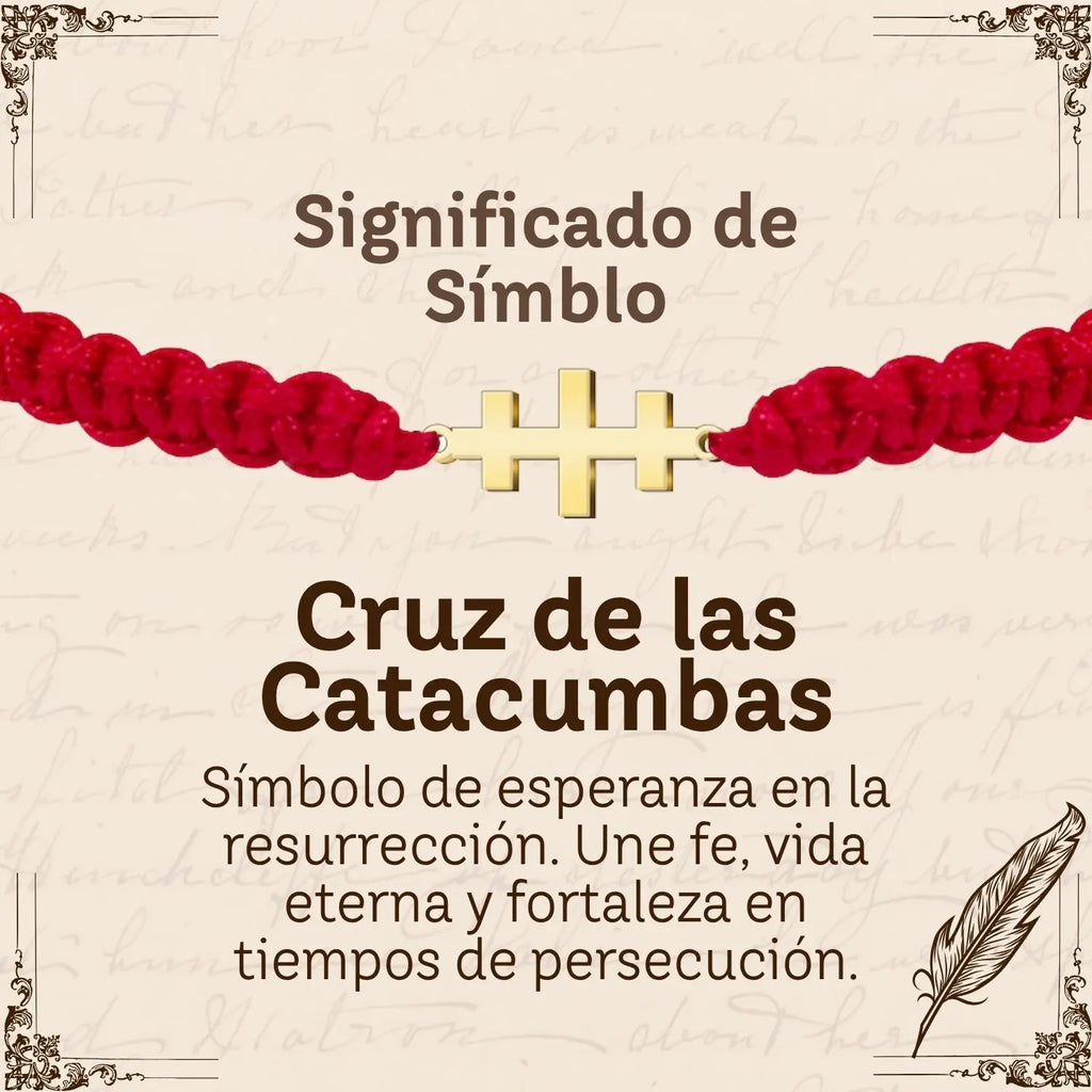 Pulsera Hilo Destino con Cruz de las Catacumbas Acero Dorado - cotigo