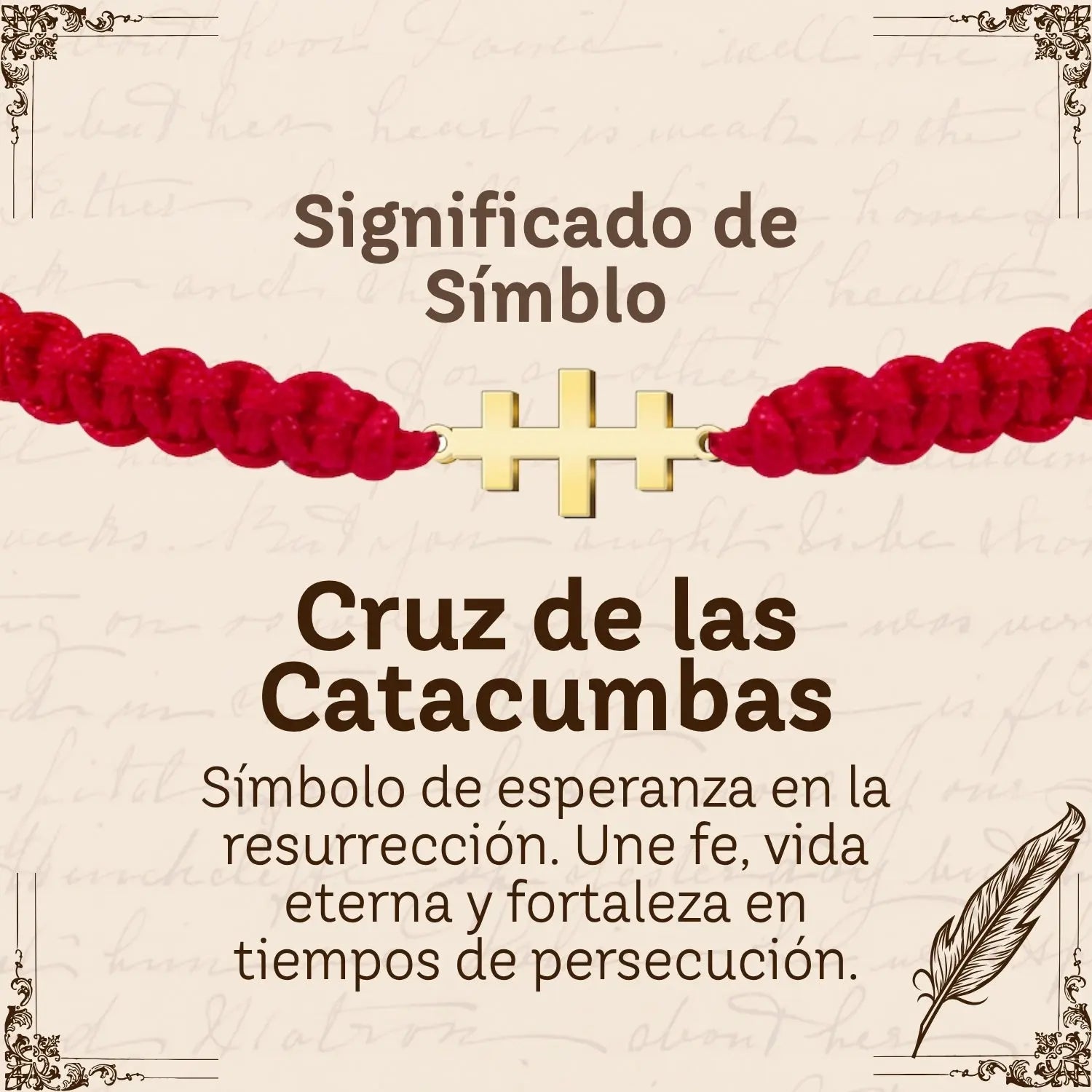 Pulsera Hilo Destino con Cruz de las Catacumbas Acero Dorado - cotigo