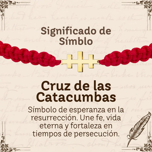 Pulsera Hilo Destino con Cruz de las Catacumbas Acero Dorado - cotigo
