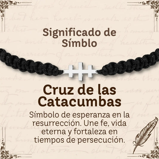 Pulsera Hilo Destino con Cruz de las Catacumbas Acero Plateado - cotigo