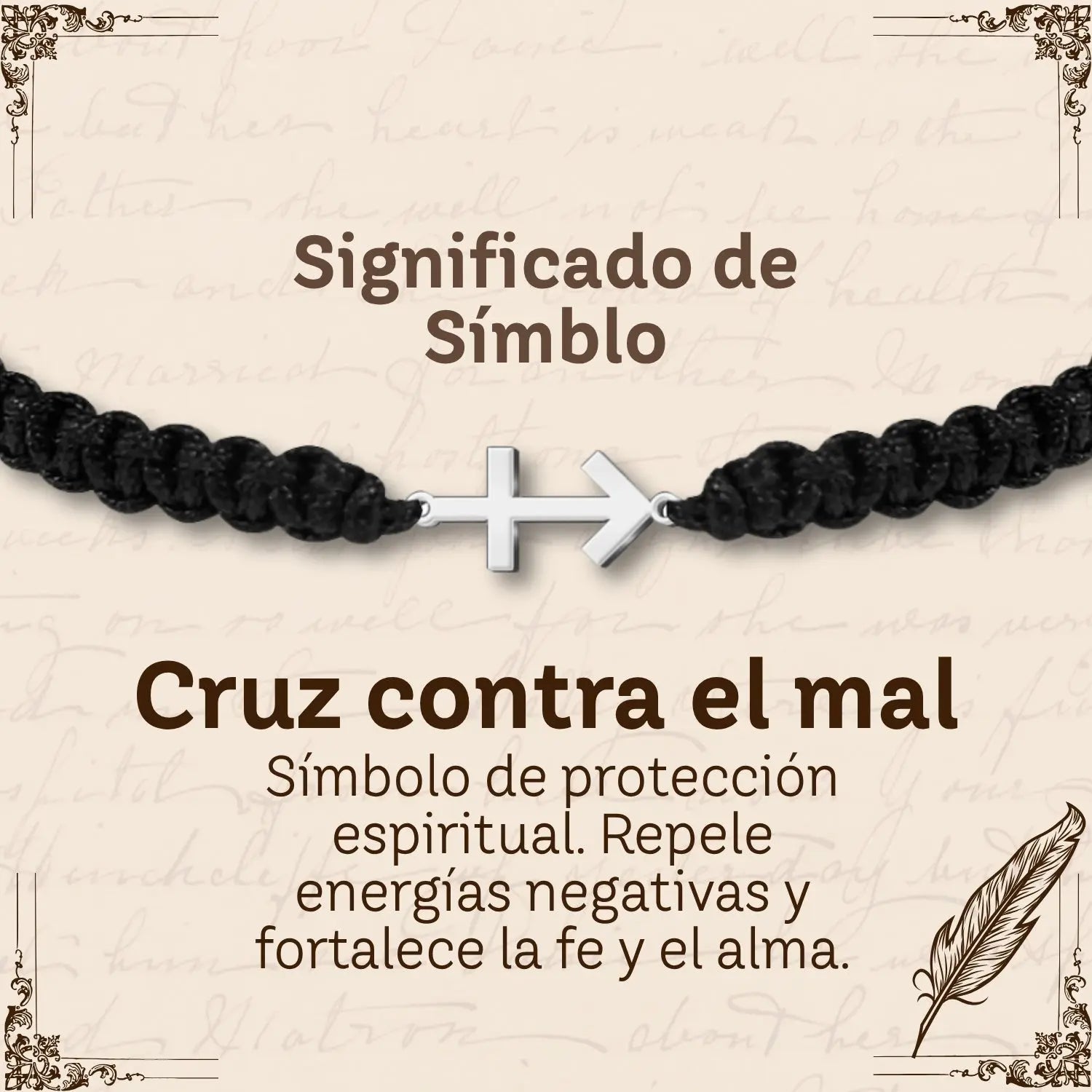 Pulsera Hilo Destino con Cruz contra el mal Acero Plateado - cotigo