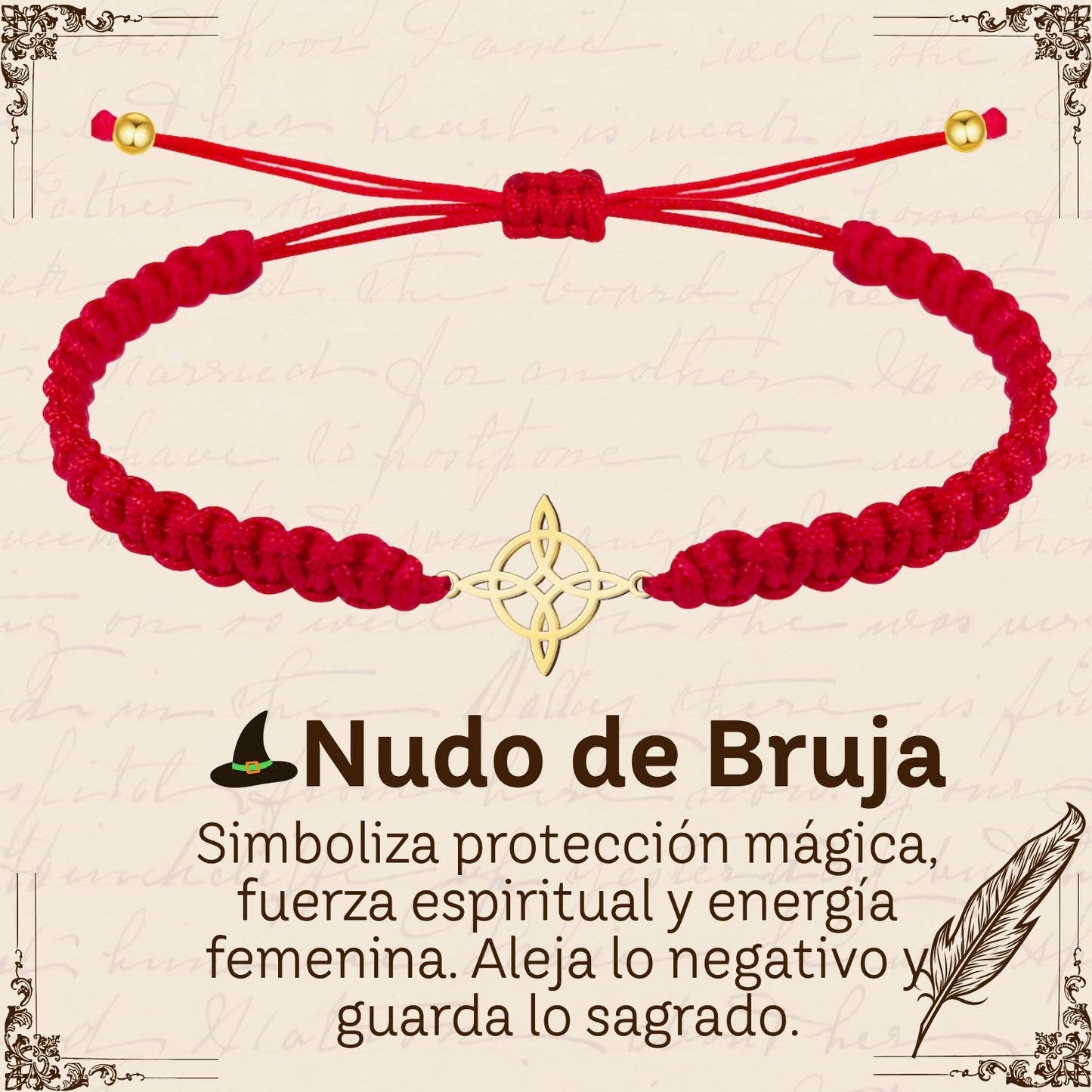 Pulsera Hilo Destino Roja Hecho a Mano 🧵 con Amuleto de Suerte y Protección 🍀 en Acero Inoxidable 💎