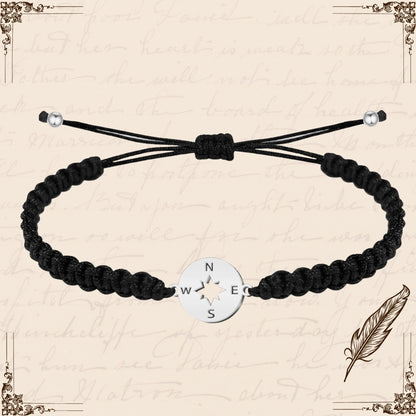Pulsera Hilo Destino con Brújula Acero Plateado