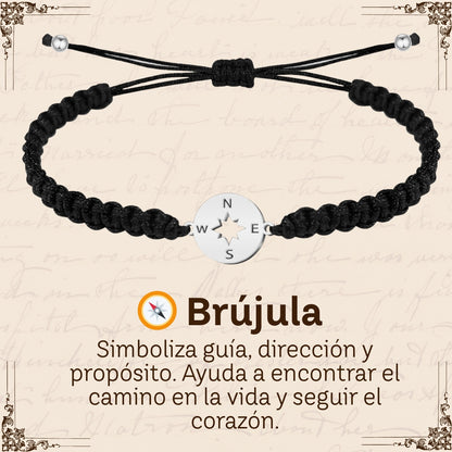 Pulsera Hilo Destino Hecho a Mano 🧵 con Amuleto de Suerte y Protección 🍀 en Acero Inoxidable 💎