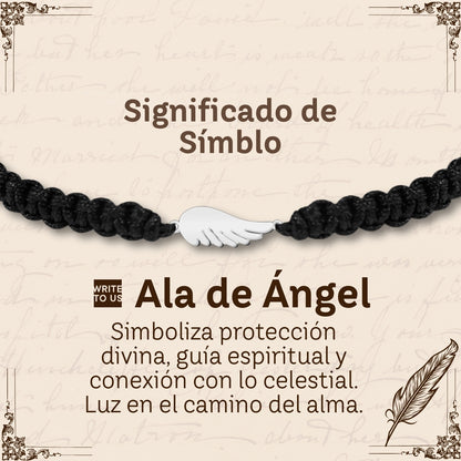 Pulsera Hilo Destino con Ala ángel Acero Plateado