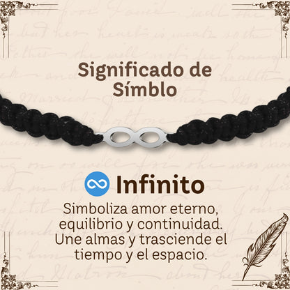 Pulsera Hilo Destino Negro-Infinito Plateado