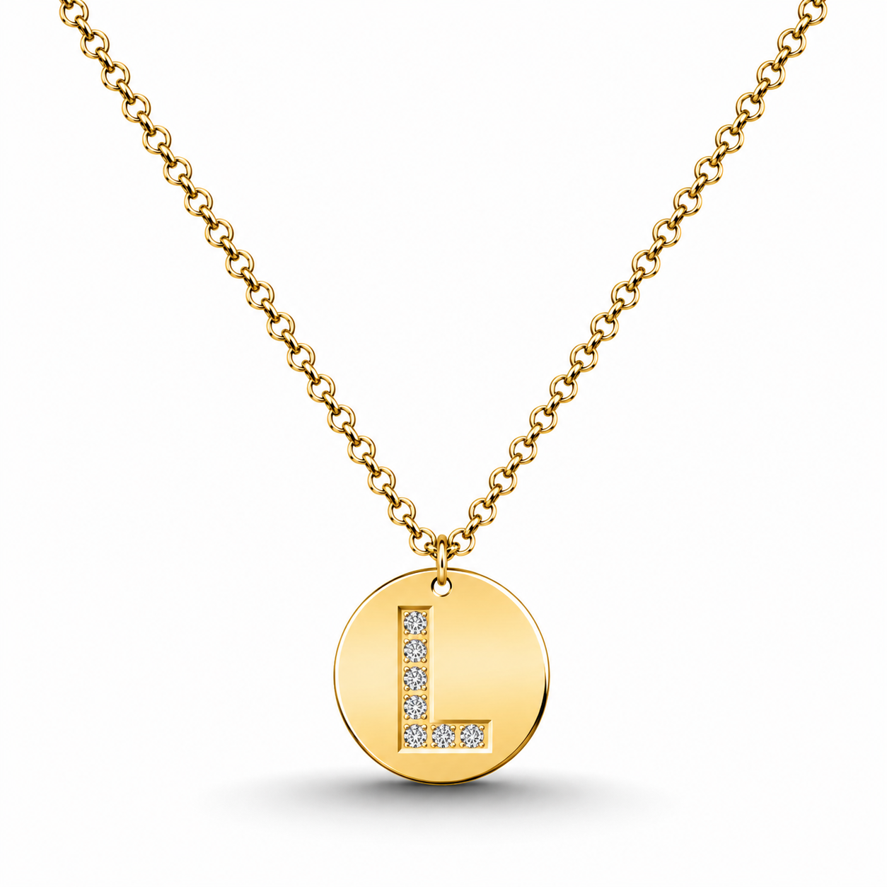 Collar Medalla de Letra Inicial con Circonitas