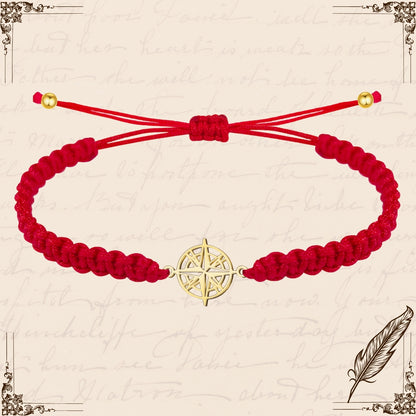 Pulsera Hilo Destino con Rosa de los Vientos Acero Dorado