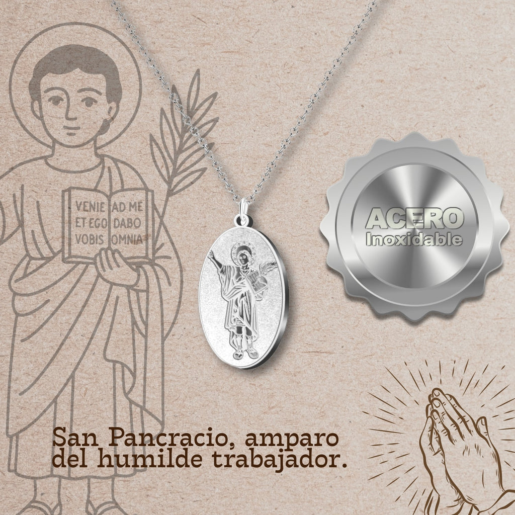 Colgante Medalla de San Pancracio en Acero Inoxidable cotigo