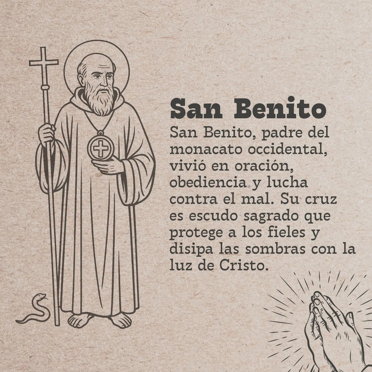 Llavero de Madera con SAN BENITO cotigo