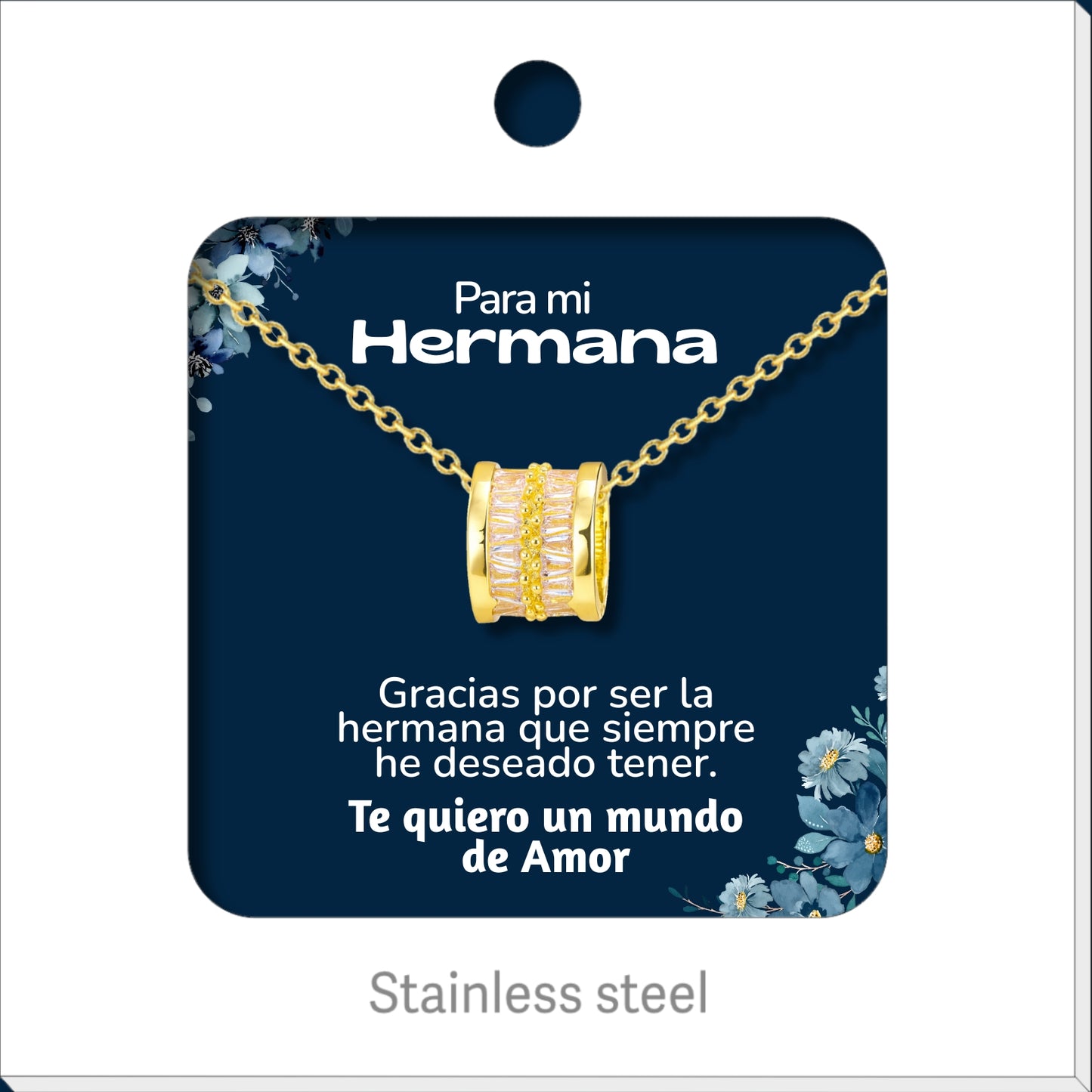 Collar Acero para Mujer con Tarjeta Diseñado , Colgante Con Circonita para Mamá,  Amor, Esposa, Amiga, Hija, Abuela. Regalo para Cumpleaños, Día de Madre, San Valentín, Navidad.