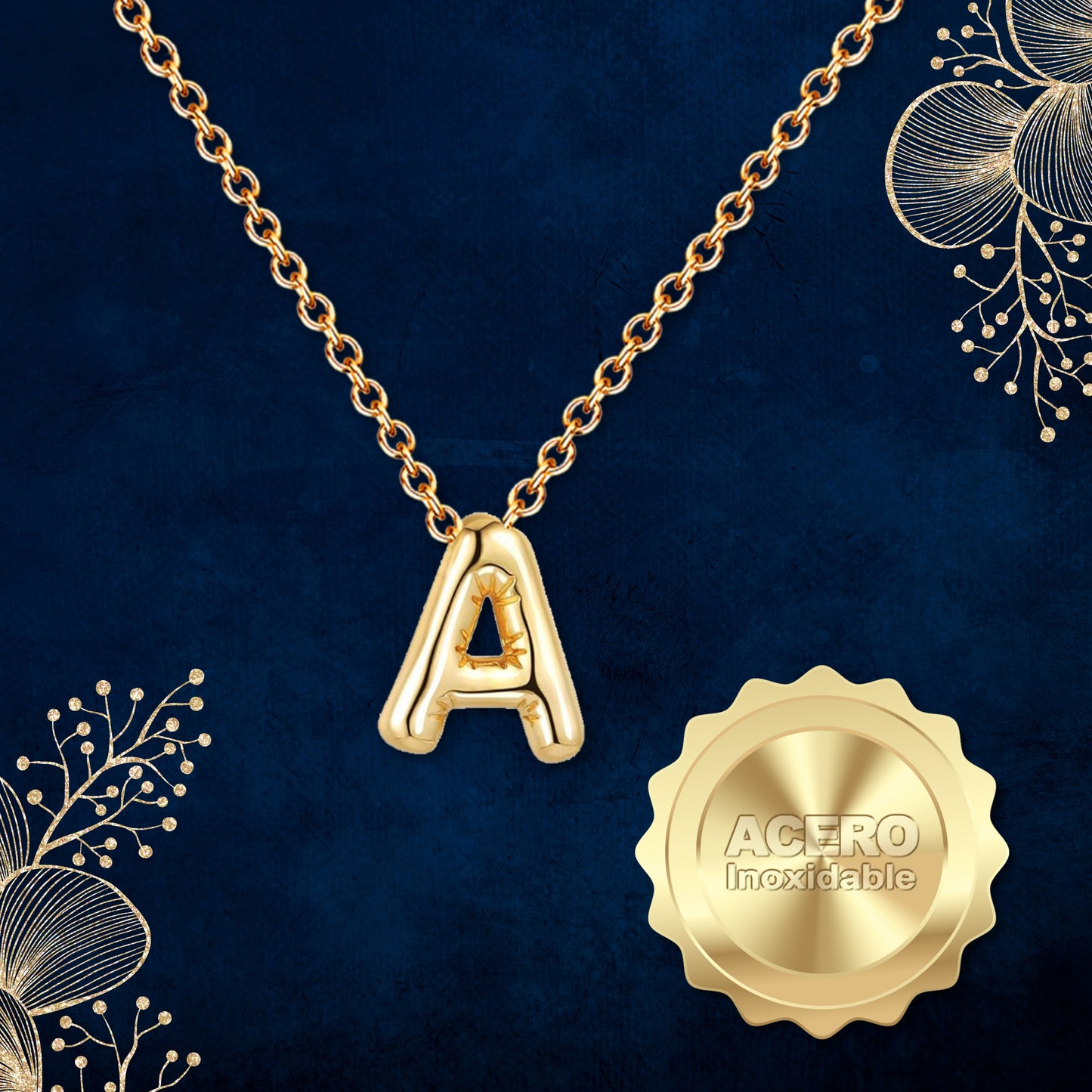 Collar Letra Inicial Acero Inoxidable con Tarjeta diseñado y Caja de Regalo, Regalo para Cumpleaños, Navidad, Día de Madera, San Valentín