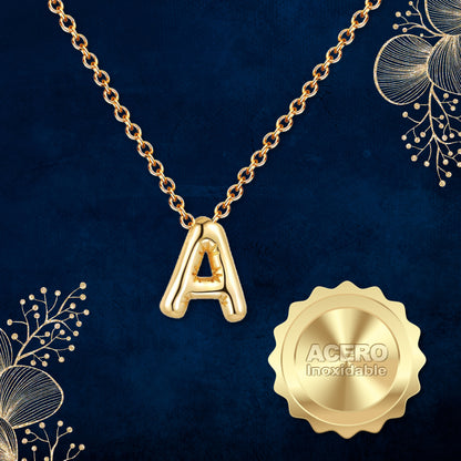 Collar Letra Inicial Acero Inoxidable con Tarjeta diseñado y Caja de Regalo, Regalo para Cumpleaños, Navidad, Día de Madera, San Valentín