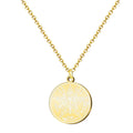 Colgante tipo medalla sólida de acero dorado con el grabado del Tetragrammatón. Talismán clásico de protección contra el mal de ojo.