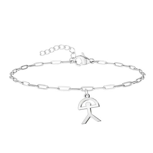 Pulsera con símbolo Indalo en acero plateado con diseño elegante