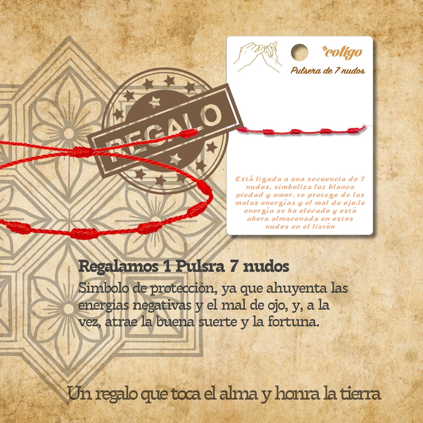 Pulsera Hilo encerado con Estrella Mudéjar Acero Dorado