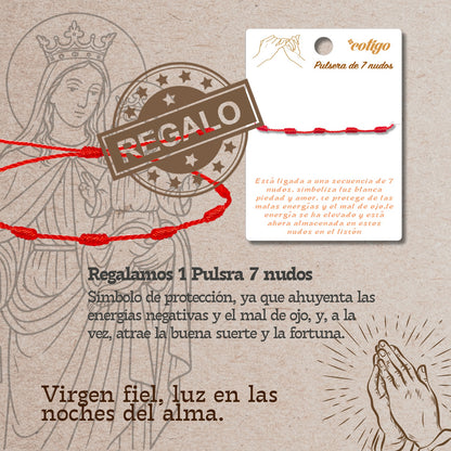 Pulsera Hilo Encerado con Virgen del Carmen color Plateado