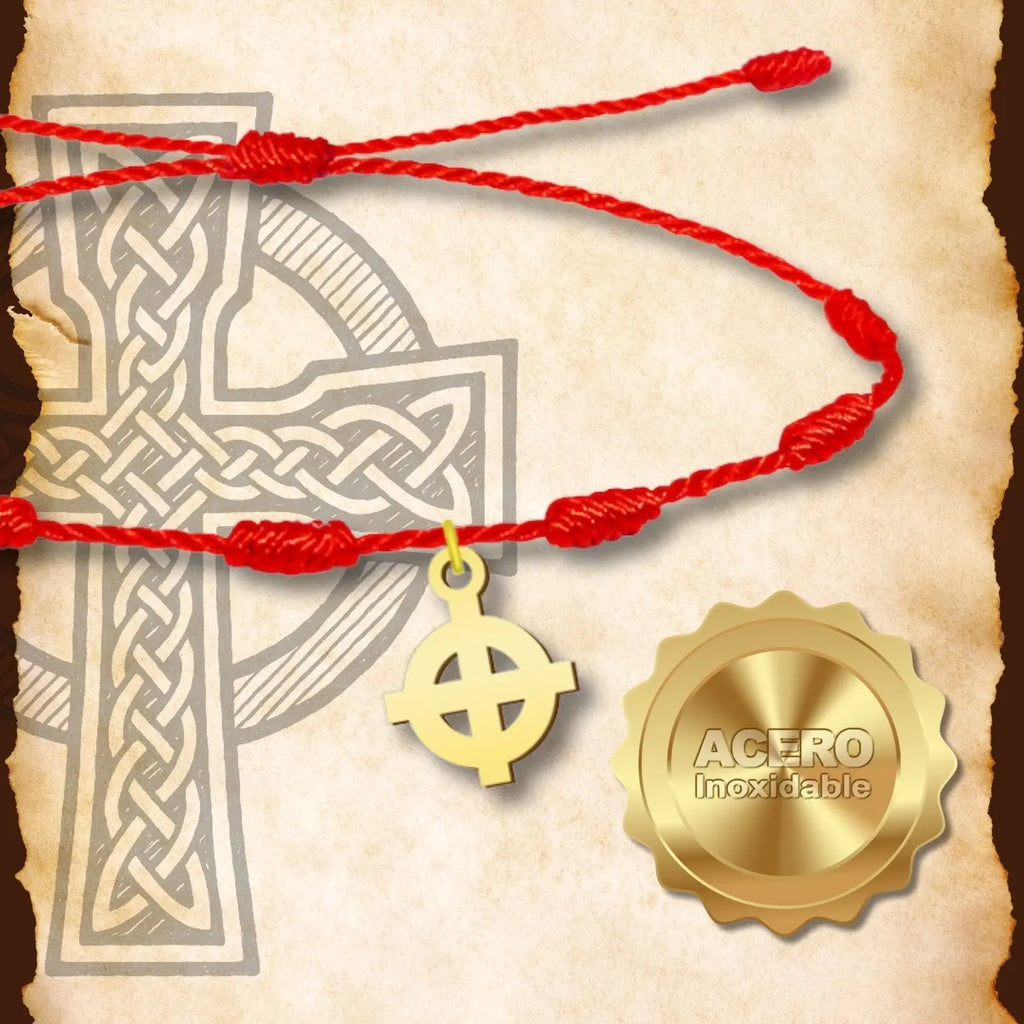 Pulsera 7 Nudos con Cruz Celta color Dorado - cotigo